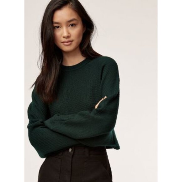 Aritzia Wilfred Cropped Merino Wool Forest Green Sweater Small - Picture 5 of 5